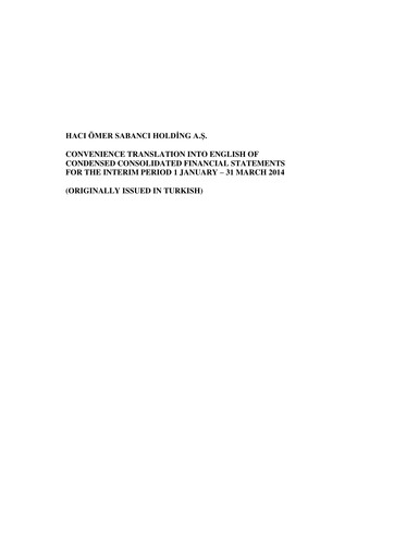 Thumbnail Sabancı Holding
 Quarterly Report 2014-q1