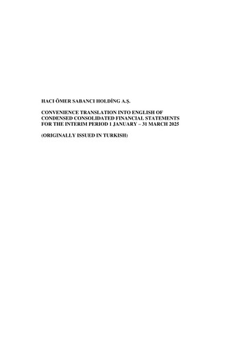 Thumbnail Sabancı Holding
 Quarterly Report 2025-q1
