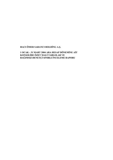 Thumbnail Sabancı Holding
 Quarterly Report 2004-q1