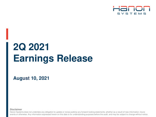 Thumbnail Hanon Systems Quarterly Report 2021-q2