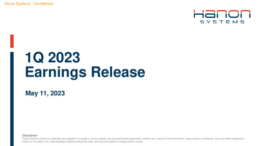 Thumbnail Hanon Systems Quarterly Report 2023-q1