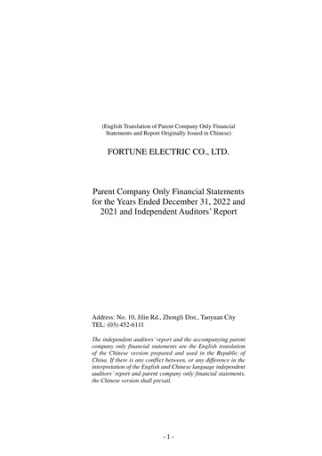 Thumbnail Fortune Electric Co., Ltd. Financial Statement 2022
