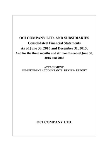 Thumbnail OCI Holdings Company Half-year Report 2016-h1