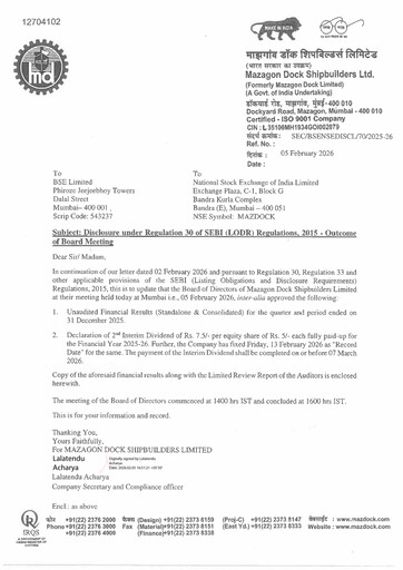 Thumbnail Mazagon Dock Shipbuilders Limited Quarterly Report 2025-q3