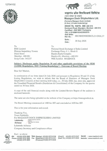 Thumbnail Mazagon Dock Shipbuilders Limited Quarterly Report 2026-q1