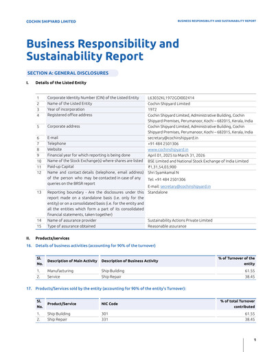 Thumbnail Cochin Shipyard Limited Sustainability Report 2025-2026