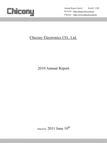 Miniature Chicony Electronics Rapport annuel 2010