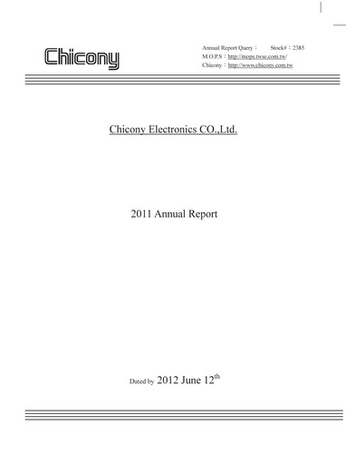 Miniature Chicony Electronics Rapport annuel 2011