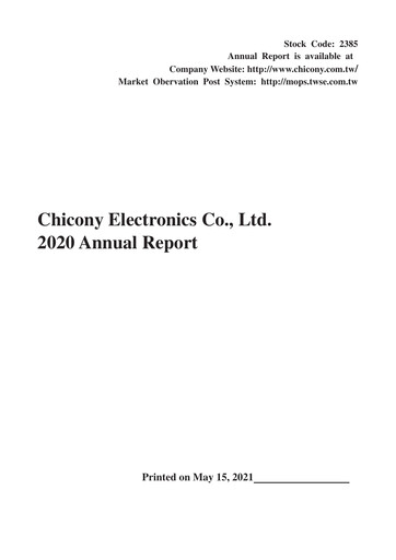 Miniature Chicony Electronics Rapport annuel 2020