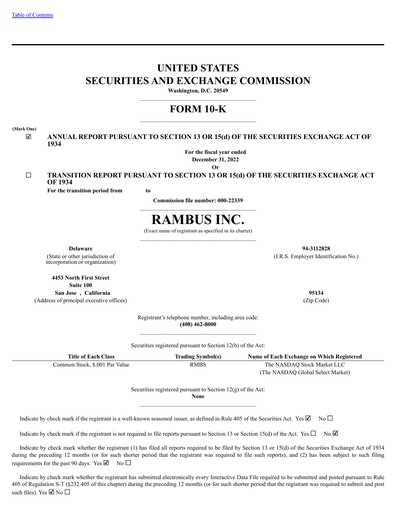 Thumbnail Rambus Annual Report 2022