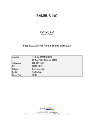 Vorschaubild Rambus Quartalsbericht 2005-q2