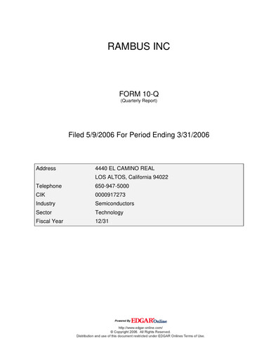 Vorschaubild Rambus Quartalsbericht 2006-q1