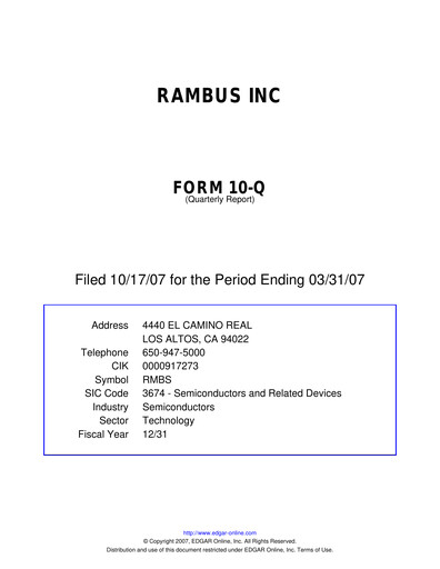 Vorschaubild Rambus Quartalsbericht 2007-q1
