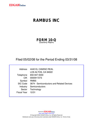 Vorschaubild Rambus Quartalsbericht 2008-q1