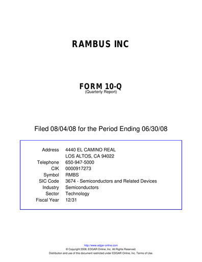 Vorschaubild Rambus Quartalsbericht 2008-q2