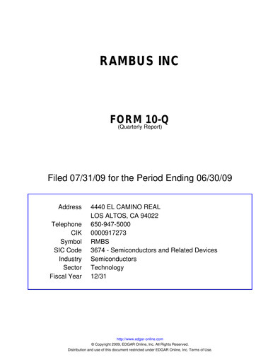 Vorschaubild Rambus Quartalsbericht 2009-q2