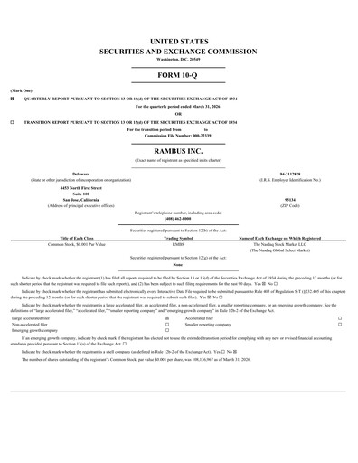 Vorschaubild Rambus Quartalsbericht 2026-q1