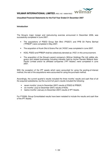 Thumbnail Wilmar International Financial Statement 2007