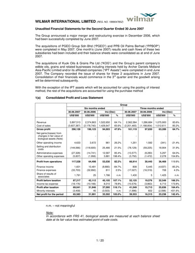 Thumbnail Wilmar International Half-year Report 2007-h1