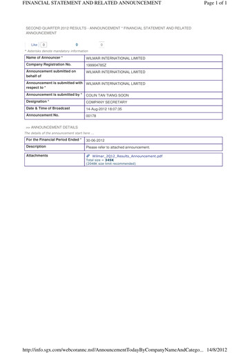 Thumbnail Wilmar International Half-year Report 2012-h1