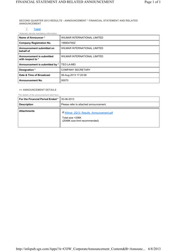 Thumbnail Wilmar International Half-year Report 2013-h1