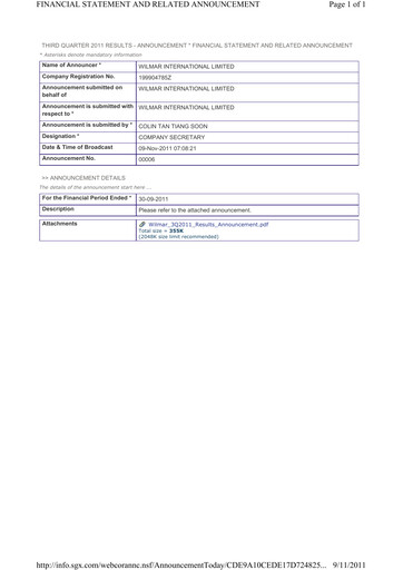 Thumbnail Wilmar International Quarterly Report 2011-q3