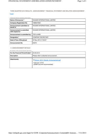 Thumbnail Wilmar International Quarterly Report 2013-q3