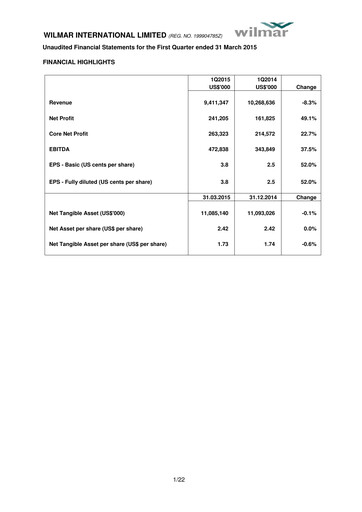 Thumbnail Wilmar International Quarterly Report 2015-q1