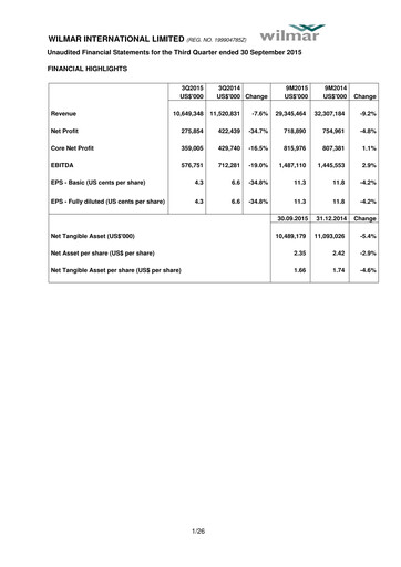 Thumbnail Wilmar International Quarterly Report 2015-q3