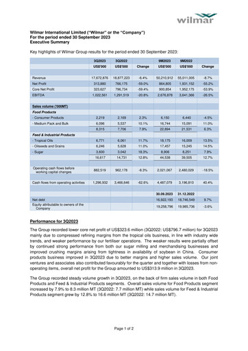 Thumbnail Wilmar International Quarterly Report 2023-q3