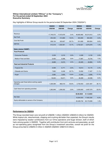 Thumbnail Wilmar International Quarterly Report 2024-q3