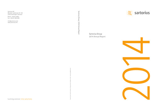 Thumbnail Sartorius Annual Report 2014
