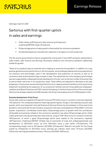 Thumbnail Sartorius Quarterly Report 2021-q1