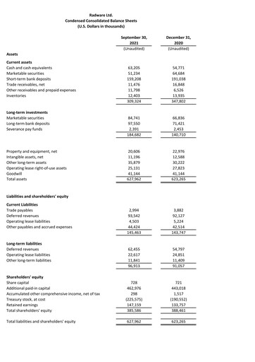 Thumbnail Radware Financial Statement 2021-q3