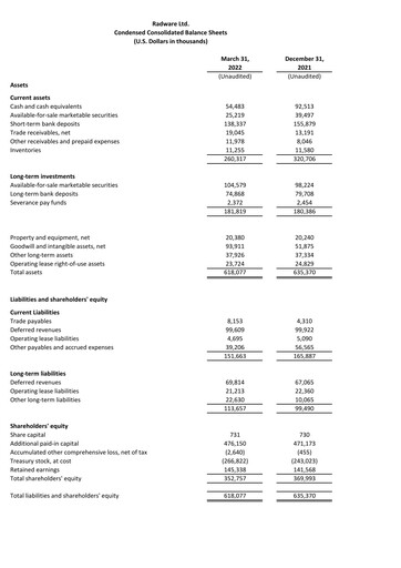 Thumbnail Radware Financial Statement 2022-q1