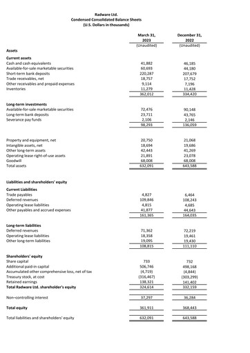 Thumbnail Radware Financial Statement 2023-q1