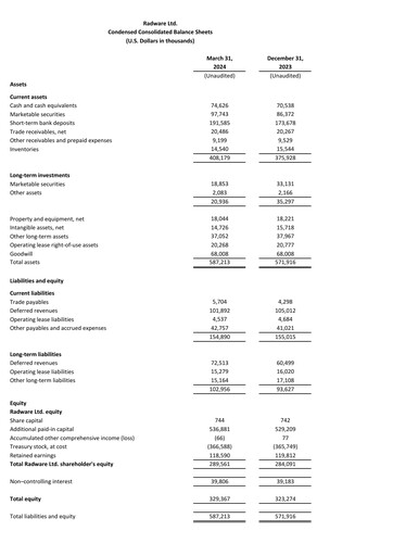 Thumbnail Radware Financial Statement 2024-q1