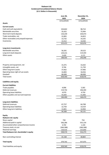 Thumbnail Radware Financial Statement 2025-q2