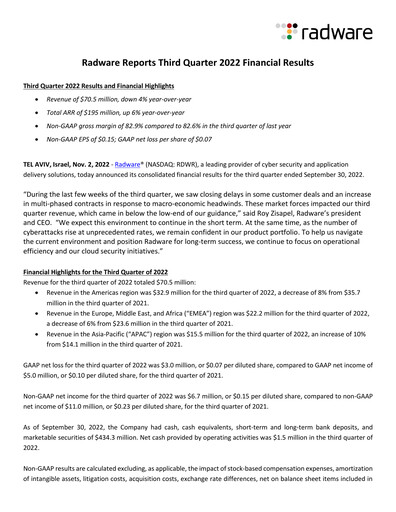 Thumbnail Radware Quarterly Report 2022-q3