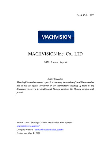 Thumbnail Machvision Inc. Annual Report 2020