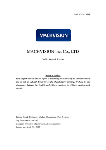 Thumbnail Machvision Inc. Annual Report 2021