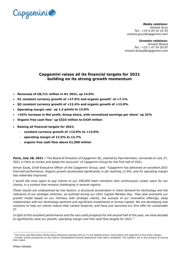 Thumbnail Capgemini Half-year Report 2021-h1