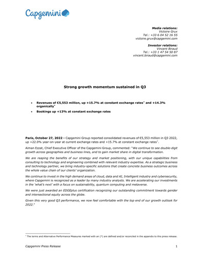 Thumbnail Capgemini Quarterly Report 2022-q3