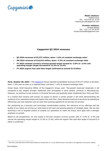 Thumbnail Capgemini Quarterly Report 2024-q3