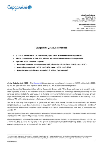 Thumbnail Capgemini Quarterly Report 2025-q3