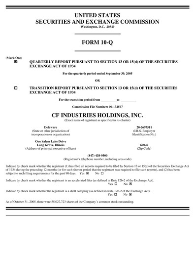 Thumbnail CF Industries
 Quarterly Report 2005-q3