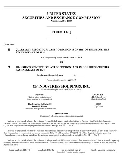 Thumbnail CF Industries
 Quarterly Report 2010-q1
