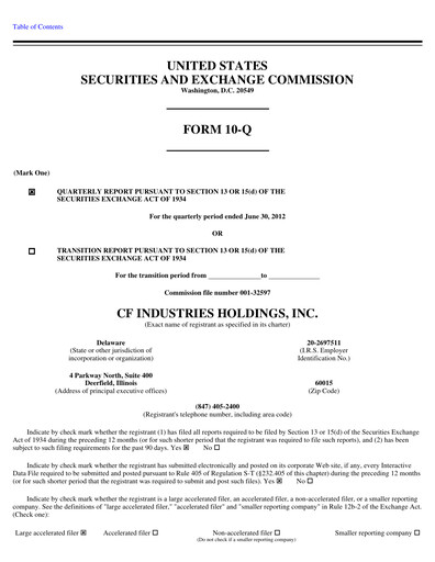Thumbnail CF Industries
 Quarterly Report 2012-q2