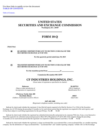 Thumbnail CF Industries
 Quarterly Report 2013-q2