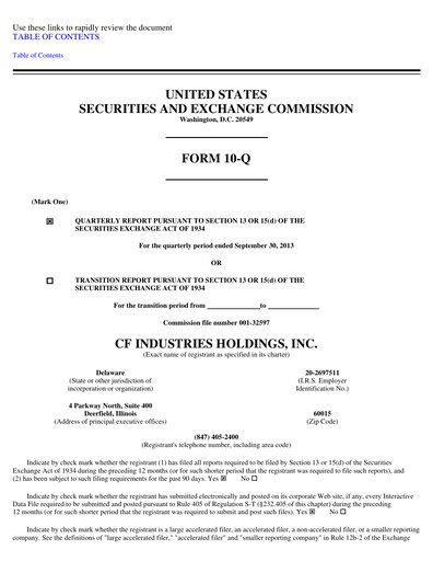 Thumbnail CF Industries
 Quarterly Report 2013-q3